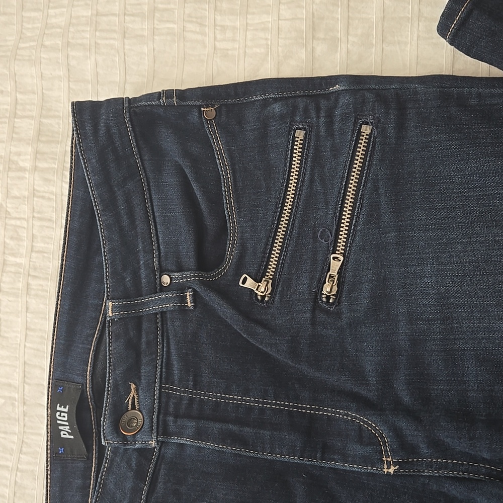 PAIGE Womans High Rise Edgemont Skinny Jeans in Whiskers Darker Wash Sz 32 - Picture 8 of 12